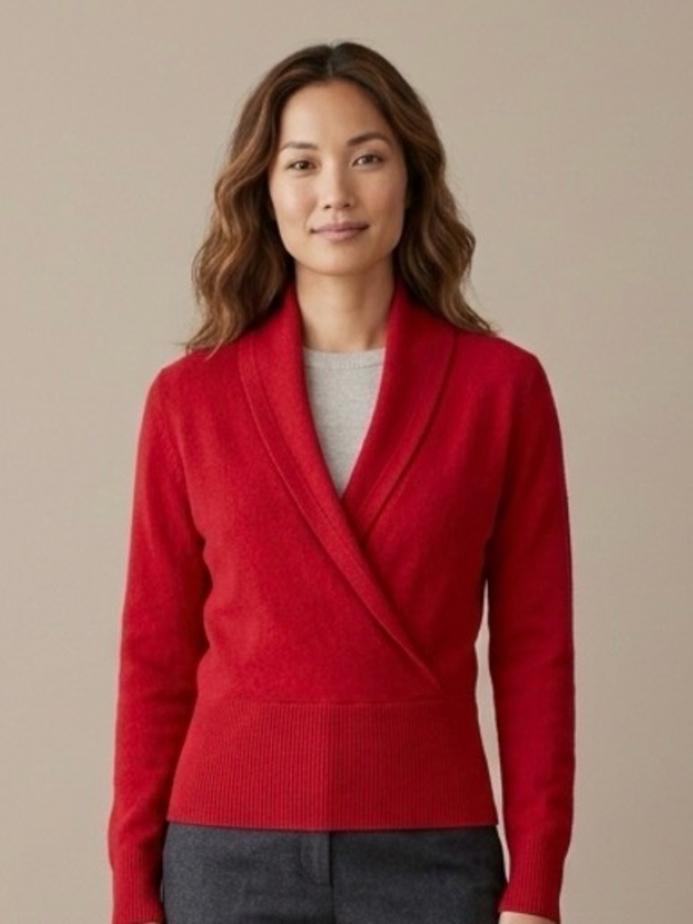 Ann Taylor Ruby Red Wrap-Front Sweater